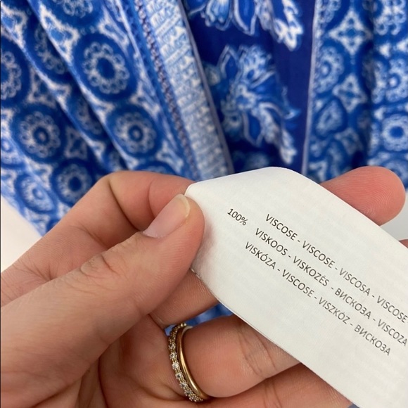 MINKPINK Blue Floral Kimono Faux Wrap Maxi Dress - Picture 6 of 6